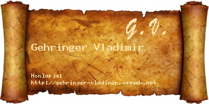 Gehringer Vladimir névjegykártya